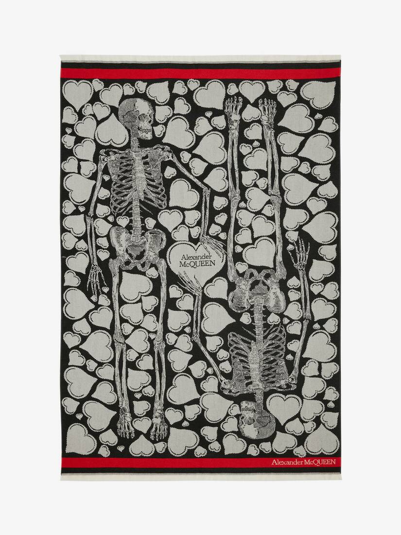 Bufanda Alexander McQueen Love Letter Wool Skeleton Mujer - Blancos/Negros - Mexico 723-NSCPIE